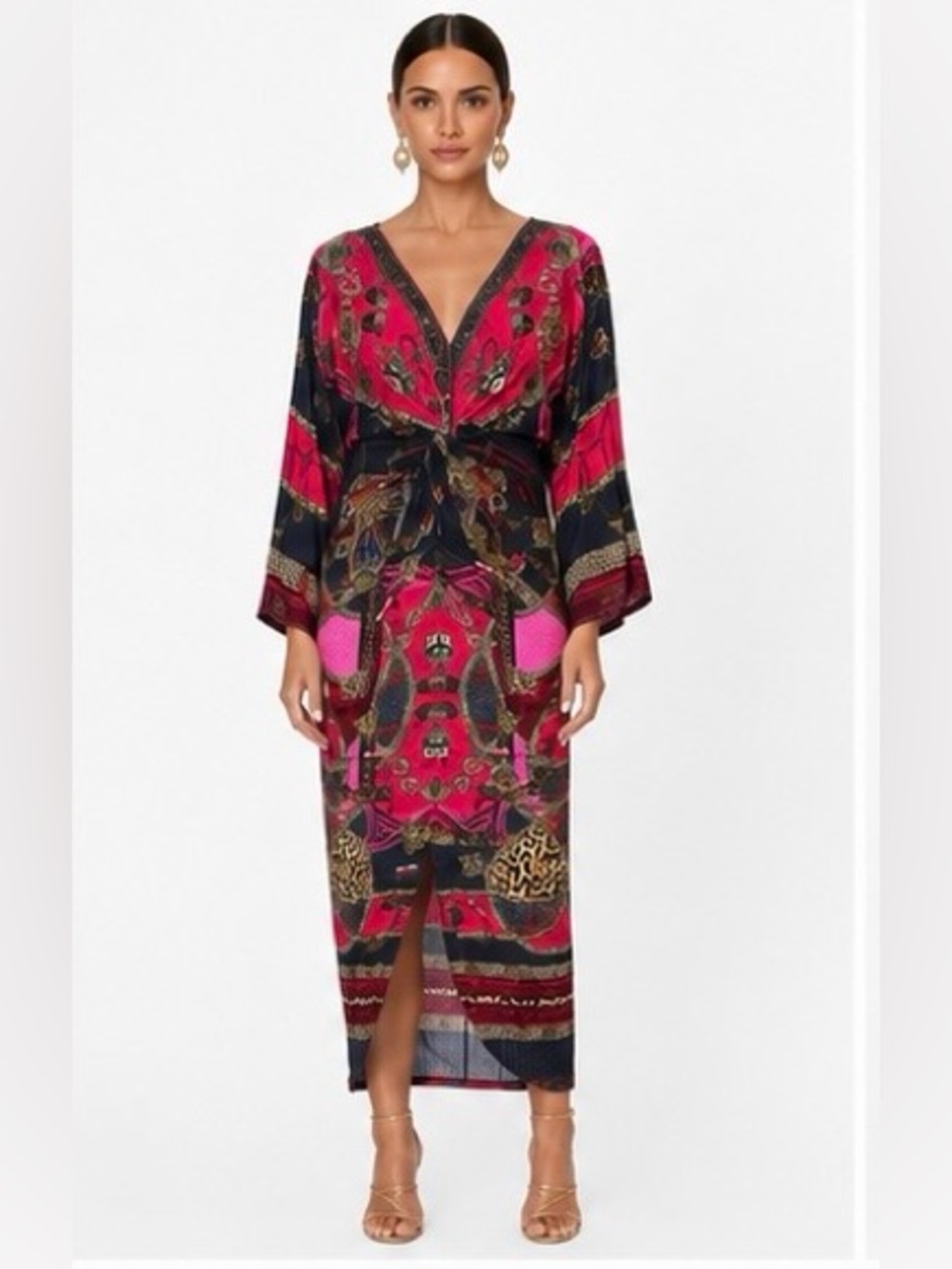 CAMILLA LONG SPLIT FRONT TWIST DRESS